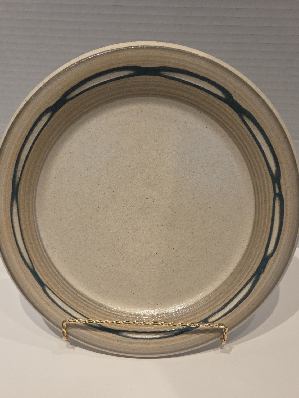 Signed Studio Pottery Stoneware Dish Plate Neutral Colors 10.5" Utah